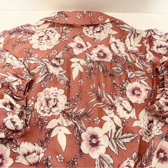 Easel Women's Baby Doll Flowy Dress Small Pink Taupe Color Button Front Ruffle - Picture 6 of 16